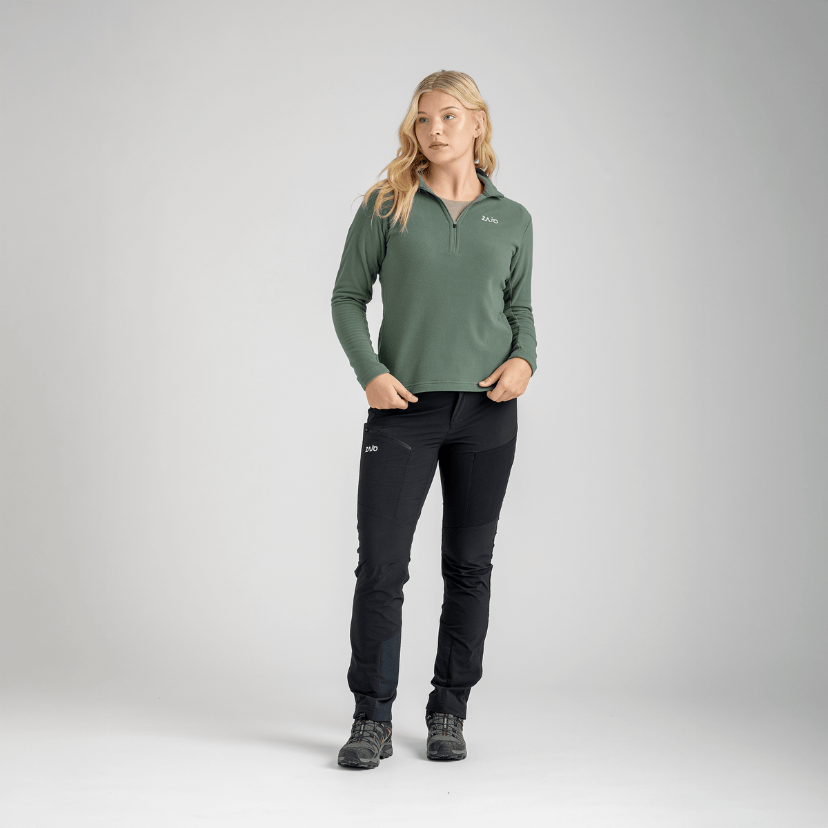 Auro, haut polaire zippé pour femme, coloris Black Olive