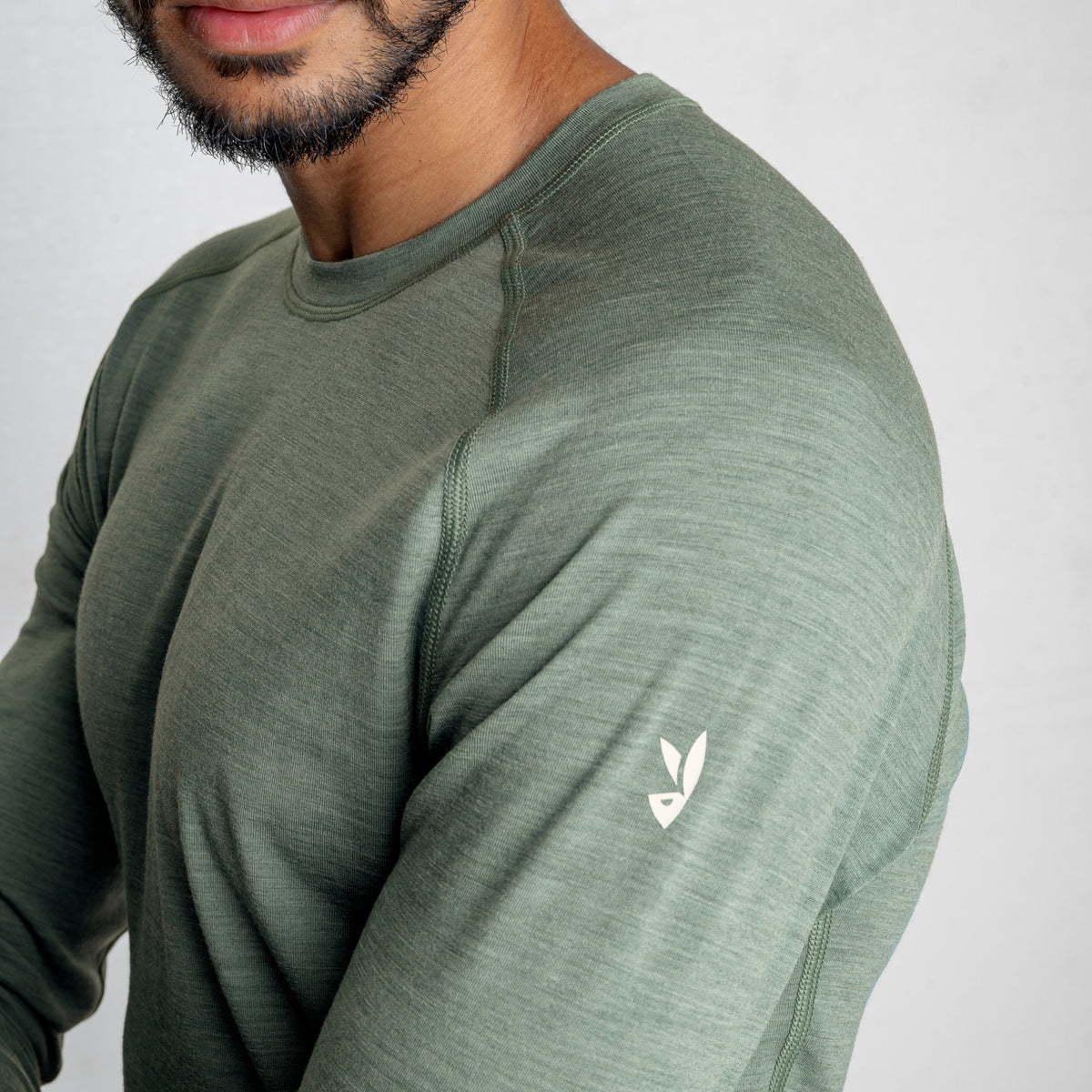 Senti, t-shirt à manches longues en laine mérinos pour homme, coloris Thyme Green