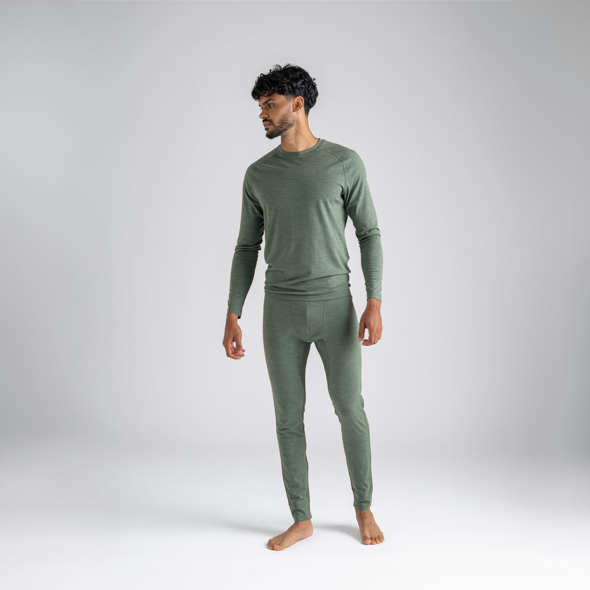Senti, t-shirt à manches longues en laine mérinos pour homme, coloris Thyme Green