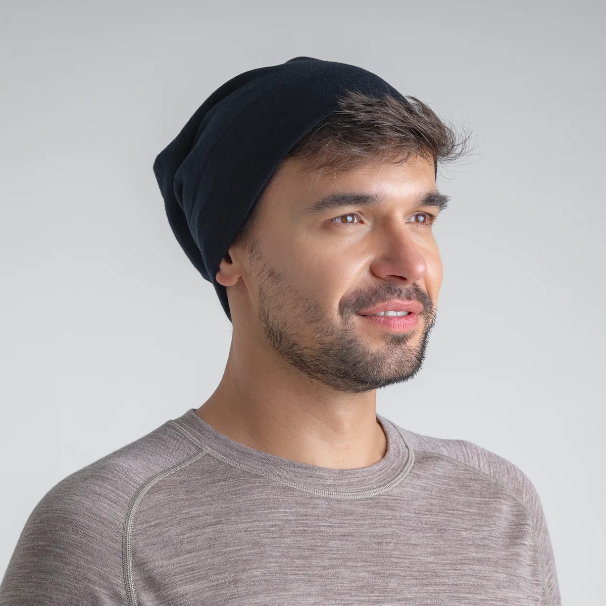 Hejma Merino Slouchy Beanie — Taupe Beige