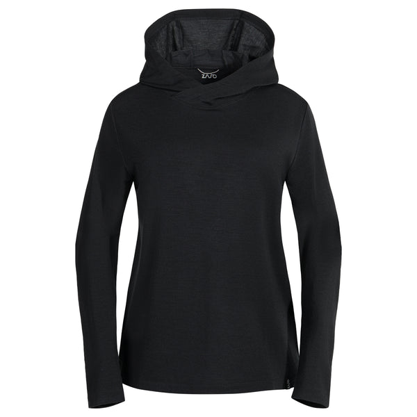 Kora, sweat à capuche en laine mérinos pour femme, coloris Black
