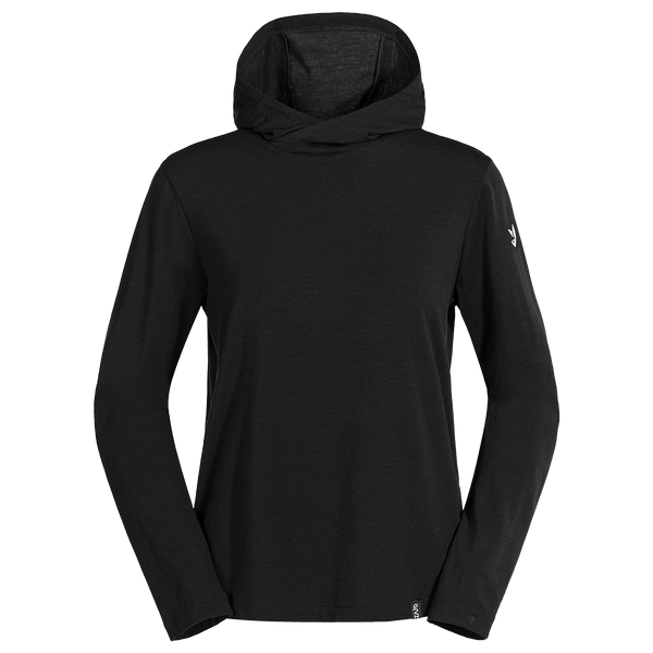Kora, sweat à capuche en laine mérinos pour femme, coloris Black