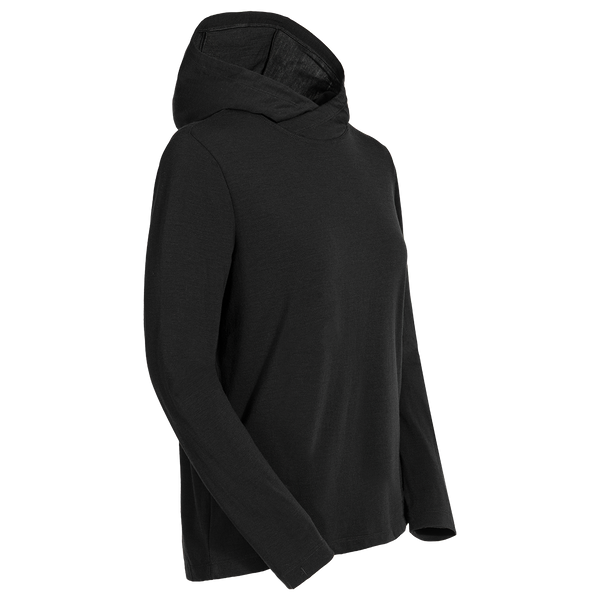 Kora, sweat à capuche en laine mérinos pour femme, coloris Black