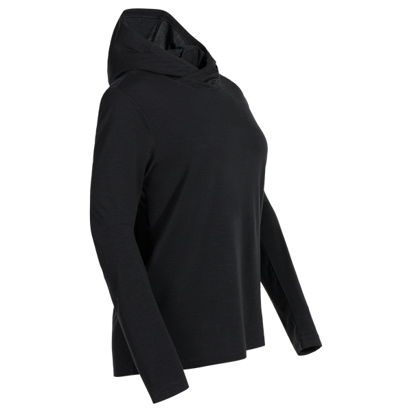Kora, sweat à capuche en laine mérinos pour femme, coloris Black