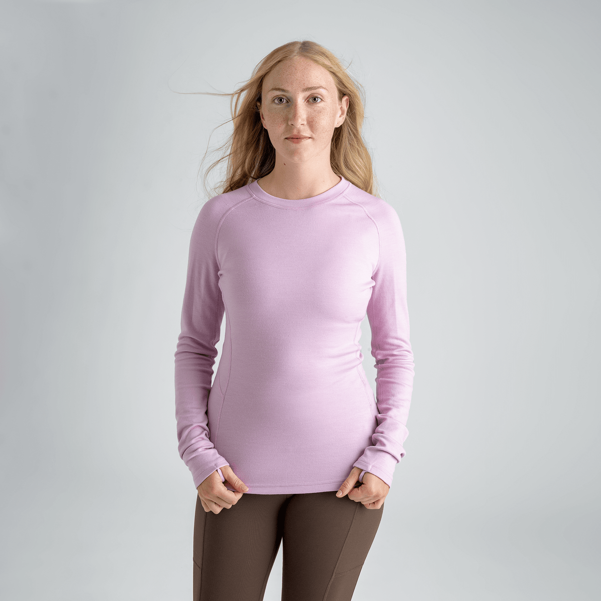 Hejma, t-shirt à manches longues en laine mérinos pour femme, coloris Grape Mauve