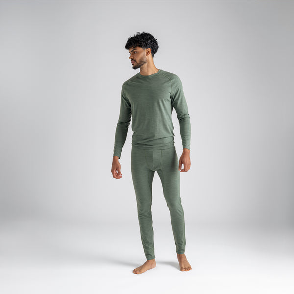 Senti, t-shirt à manches longues en laine mérinos pour homme, coloris Thyme Green